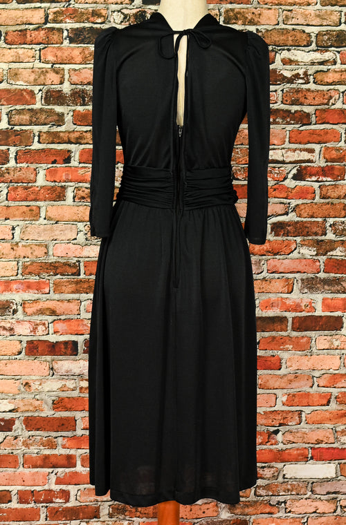 Vintage 80s Black OPENING NIGHT 3/4 Sleeve Dress - 10
