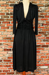 Vintage 80s Black OPENING NIGHT 3/4 Sleeve Dress - 10