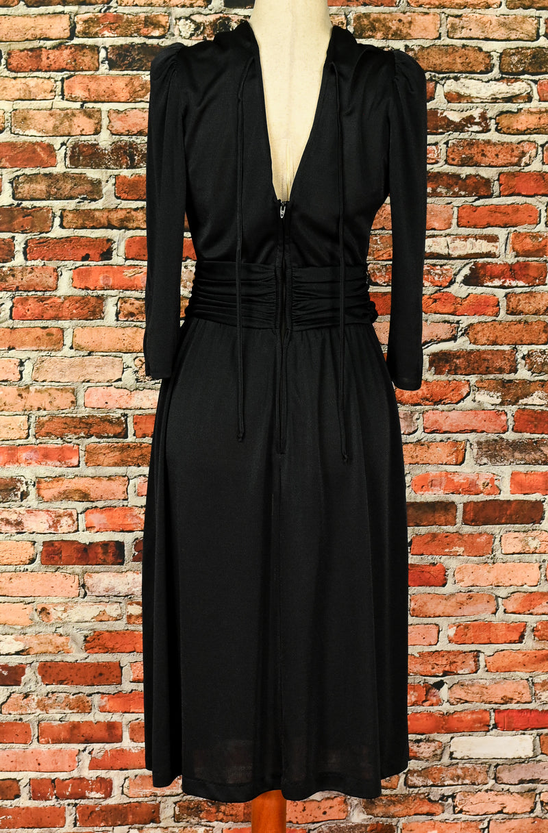 Vintage 80s Black OPENING NIGHT 3/4 Sleeve Dress - 10