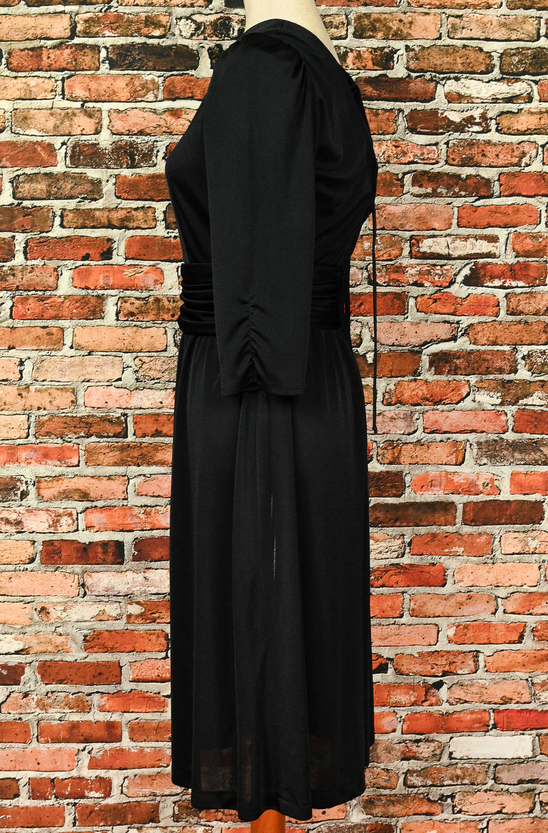 Vintage 80s Black OPENING NIGHT 3/4 Sleeve Dress - 10