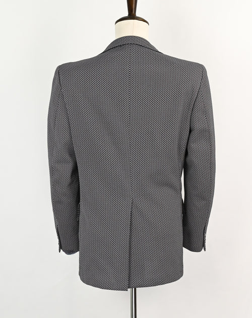 Vintage 70s Black & White Herringbone CURLEE Polyester Sports Coat