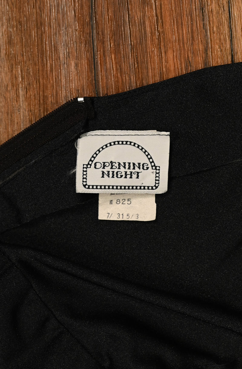 Vintage 80s Black OPENING NIGHT 3/4 Sleeve Dress - 10