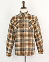 RARE Vintage 50s/60s Beige & Brown Plaid Flannel BRIARCLIFF C.P.O. Wool Shirt Jacket - M