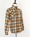 RARE Vintage 50s/60s Beige & Brown Plaid Flannel BRIARCLIFF C.P.O. Wool Shirt Jacket - M