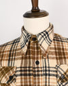 RARE Vintage 50s/60s Beige & Brown Plaid Flannel BRIARCLIFF C.P.O. Wool Shirt Jacket - M