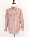 Vintage 70s/80s Red & White Plaid DR WESTERNS Pearl Snap Button Long Sleeve Western Shirt - 16-33