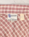 Vintage 70s/80s Red & White Plaid DR WESTERNS Pearl Snap Button Long Sleeve Western Shirt - 16-33