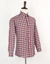Vintage 60s/70s Red & Blue Plaid SEARS Perma-Prest "The Fitted Shirt" Long Sleeve Button Down Shirt - 15-1/2