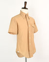 Vintage 60s/70s Light Brown Polyester ASHLEY Permanent Press Short Sleeve Button Up Shirt - M