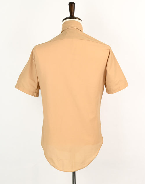 Vintage 60s/70s Light Brown Polyester ASHLEY Permanent Press Short Sleeve Button Up Shirt - M