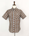 Brown & Teal Plaid WRANGLER Pearl Snap Button Short Sleeve Shirt - L/G