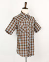 Brown & Teal Plaid WRANGLER Pearl Snap Button Short Sleeve Shirt - L/G