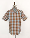 Brown & Teal Plaid WRANGLER Pearl Snap Button Short Sleeve Shirt - L/G