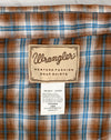 Brown & Teal Plaid WRANGLER Pearl Snap Button Short Sleeve Shirt - L/G