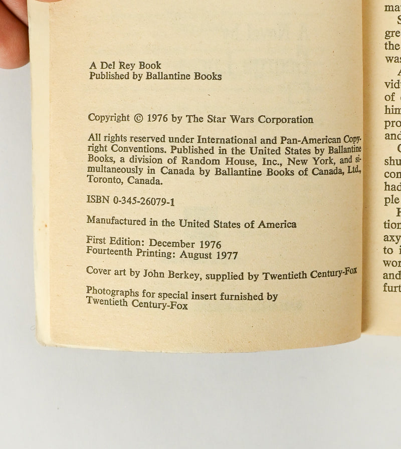 August 1977, 14th Printing - STAR WARS: FROM THE ADVENTURES OF LUKE SKYWALKER - George Lucas - Paperback Book