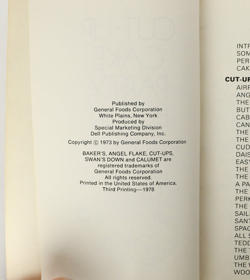 1978 3rd Printing - BAKER'S CUT-UP CAKE PARTY BOOK - Paperback Book
