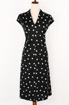 Vintage Black & White Polka-dot PRINCESS ORIGINALS Midi Dress