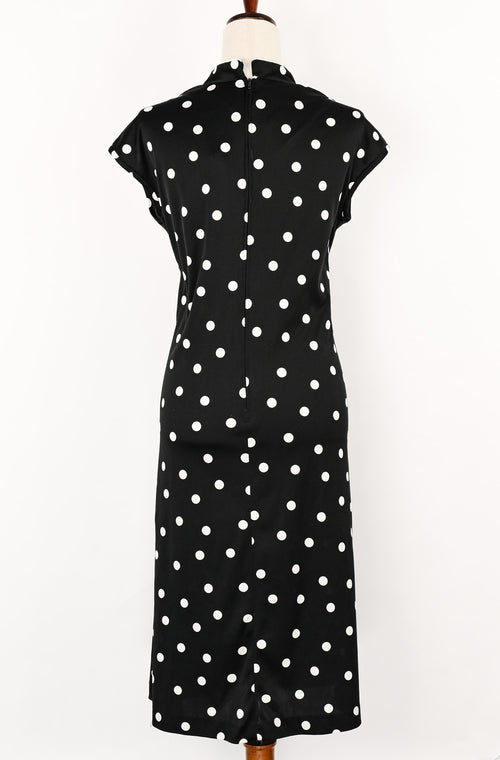 Vintage Black & White Polka-dot PRINCESS ORIGINALS Midi Dress