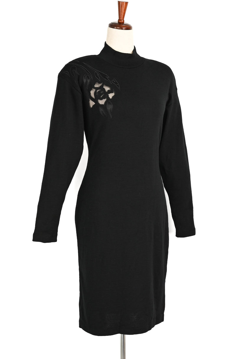 Vintage 90s Black ANDREA JOVINE Wool Padded Shoulder Long Sleeve Dress Barrio Boutique Vintage 90s Black ANDREA JOVINE Wool Padded Shoulder Long Sleeve Dress Barrio Boutique
