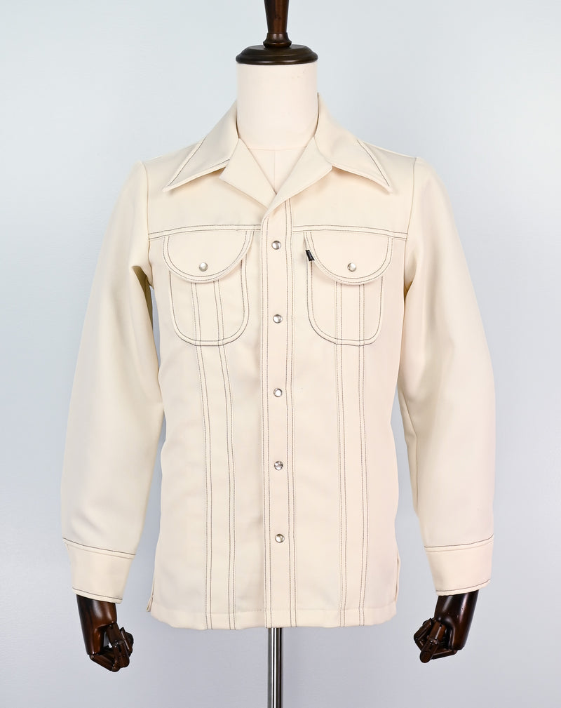 Vintage 70s White LEVI'S PANATELA TOPS Long Sleeve Snap Button Up Shirt Jacket - Small