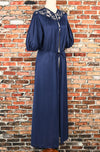 Vintage 70s Dark Blue VANITY FAIR Peignoir Robe - 34