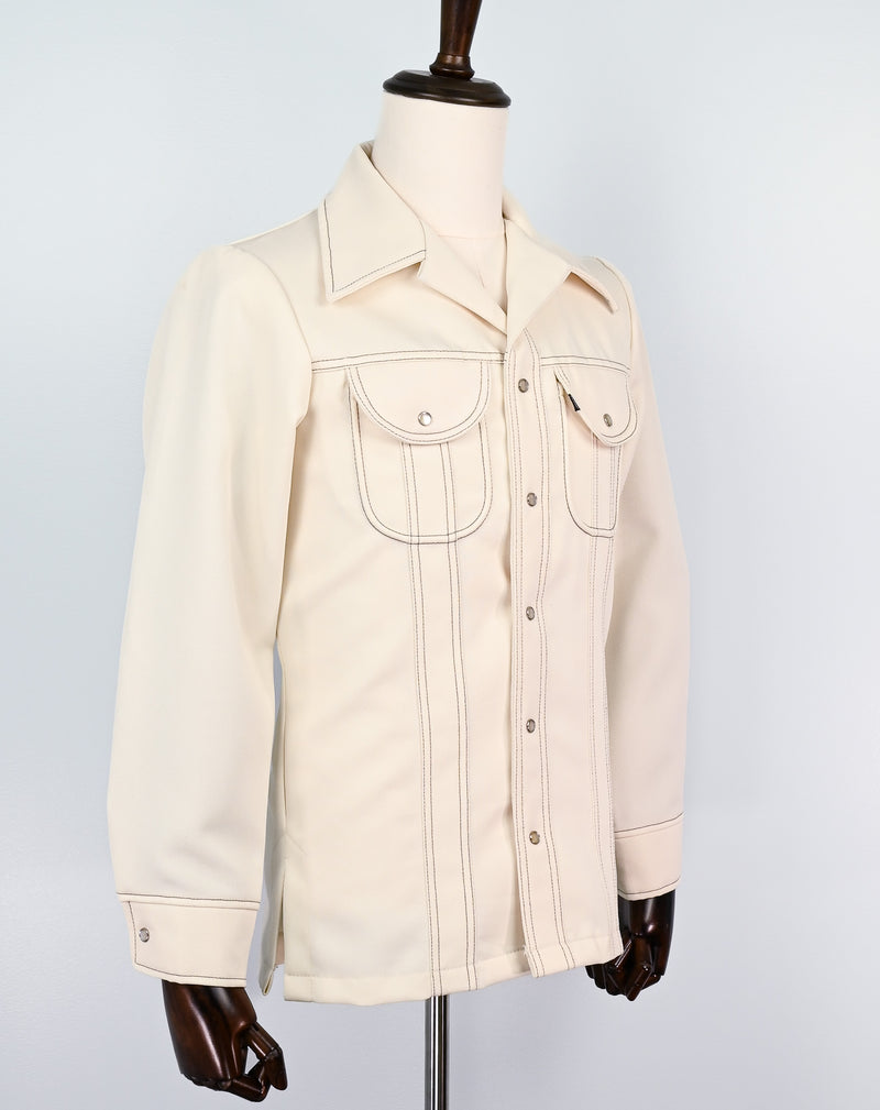 Vintage 70s White LEVI'S PANATELA TOPS Long Sleeve Snap Button Up Shirt Jacket - Small
