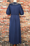 Vintage 70s Dark Blue VANITY FAIR Peignoir Robe - 34