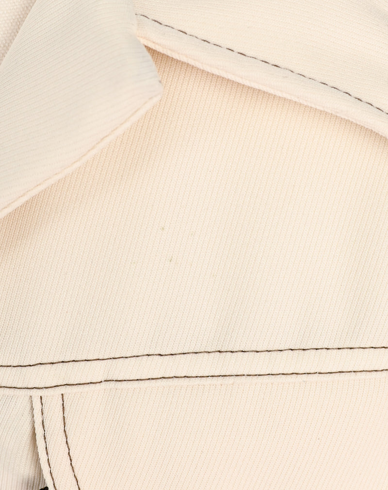 Vintage 70s White LEVI'S PANATELA TOPS Long Sleeve Snap Button Up Shirt Jacket - Small