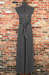 Vintage 70s Black & White Polka-dot CONNECTIONS Polyester Palazzo Pant Jumpsuit