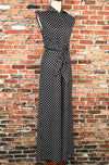 Vintage 70s Black & White Polka-dot CONNECTIONS Polyester Palazzo Pant Jumpsuit