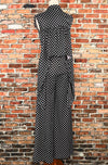 Vintage 70s Black & White Polka-dot CONNECTIONS Polyester Palazzo Pant Jumpsuit