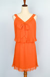 RARE Vintage 60s Orange Polyester JAKS Pleated Overlay Dress