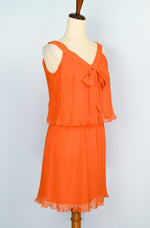 RARE Vintage 60s Orange Polyester JAKS Pleated Overlay Dress