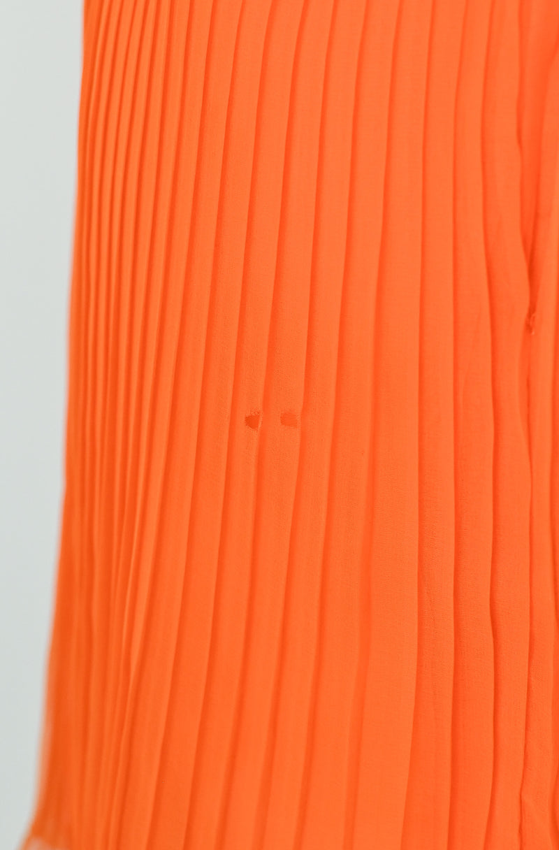 RARE Vintage 60s Orange Polyester JAKS Pleated Overlay Dress
