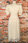 Vintage 90s Ivory Lace JESSICA MCCLINTOCK Gunne Sax Princess Cut Puff Sleeve Wedding Dress - 9