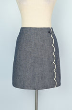Blue Chambray J. CREW Scalloped Mini Skirt - 2