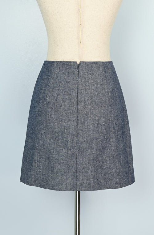 Blue Chambray J. CREW Scalloped Mini Skirt - 2