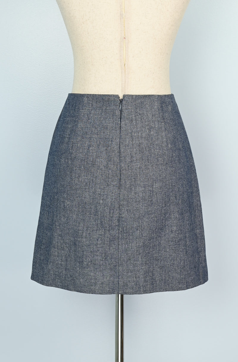 Blue Chambray J. CREW Scalloped Mini Skirt - 2