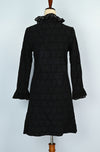 RARE Vintage 60s Black Floral Lace LE VOY'S Long Sleeve Button Up Dress
