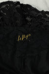 RARE Vintage 60s Black Floral Lace LE VOY'S Long Sleeve Button Up Dress