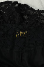 RARE Vintage 60s Black Floral Lace LE VOY'S Long Sleeve Button Up Dress