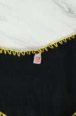 Vintage 70s Black & Yellow Sunflower Embroidered Mexican Oaxacan Peasant Dress