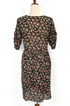 Vintage 90s Black & Red Floral ELISSE JR. Polyester Button Up Dress - 9/10