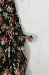 Vintage 90s Black & Red Floral ELISSE JR. Polyester Button Up Dress - 9/10