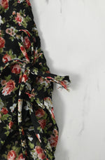 Vintage 90s Black & Red Floral ELISSE JR. Polyester Button Up Dress - 9/10