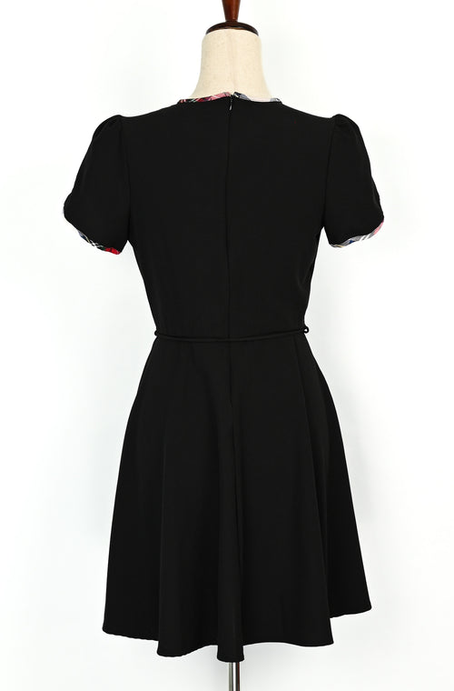 Black SMAK PARLOUR Plaid Trim Short Sleeve Dress - M