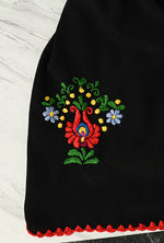 Black Embroidered Short Sleeve Blouse