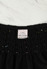 Black Embroidered Short Sleeve Blouse
