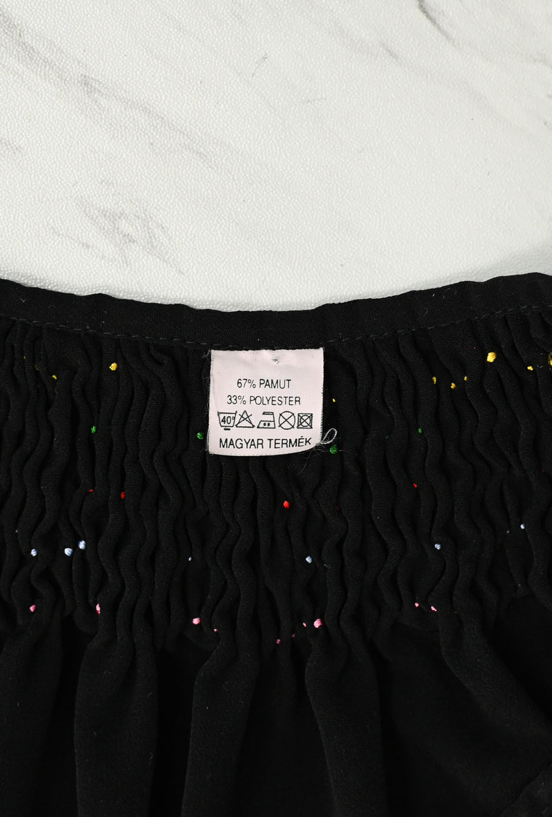 Black Embroidered Short Sleeve Blouse