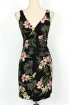 Vintage 80s Black Floral Hawaiian SHANNON MARIE Dress - S